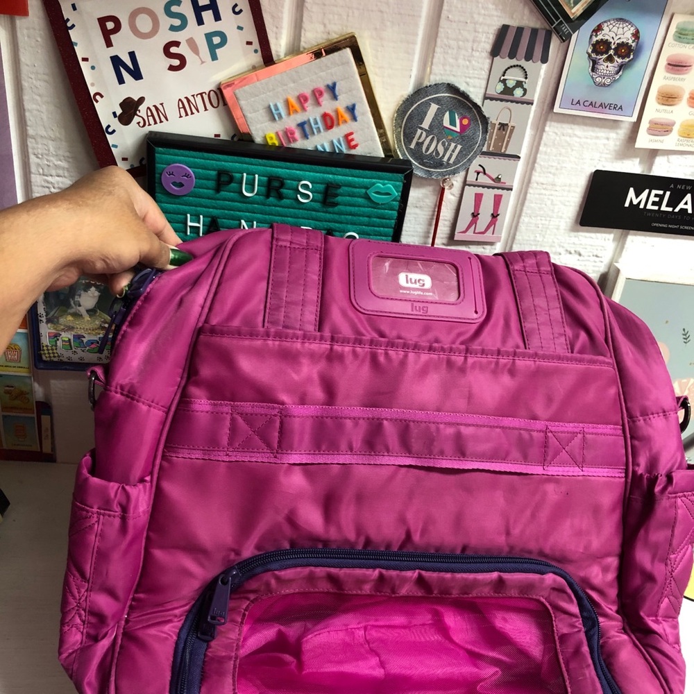 Lug Puddle Jumper Travel Gym Overnight Tote Bag in Berry Purple - Picture 5 of 15